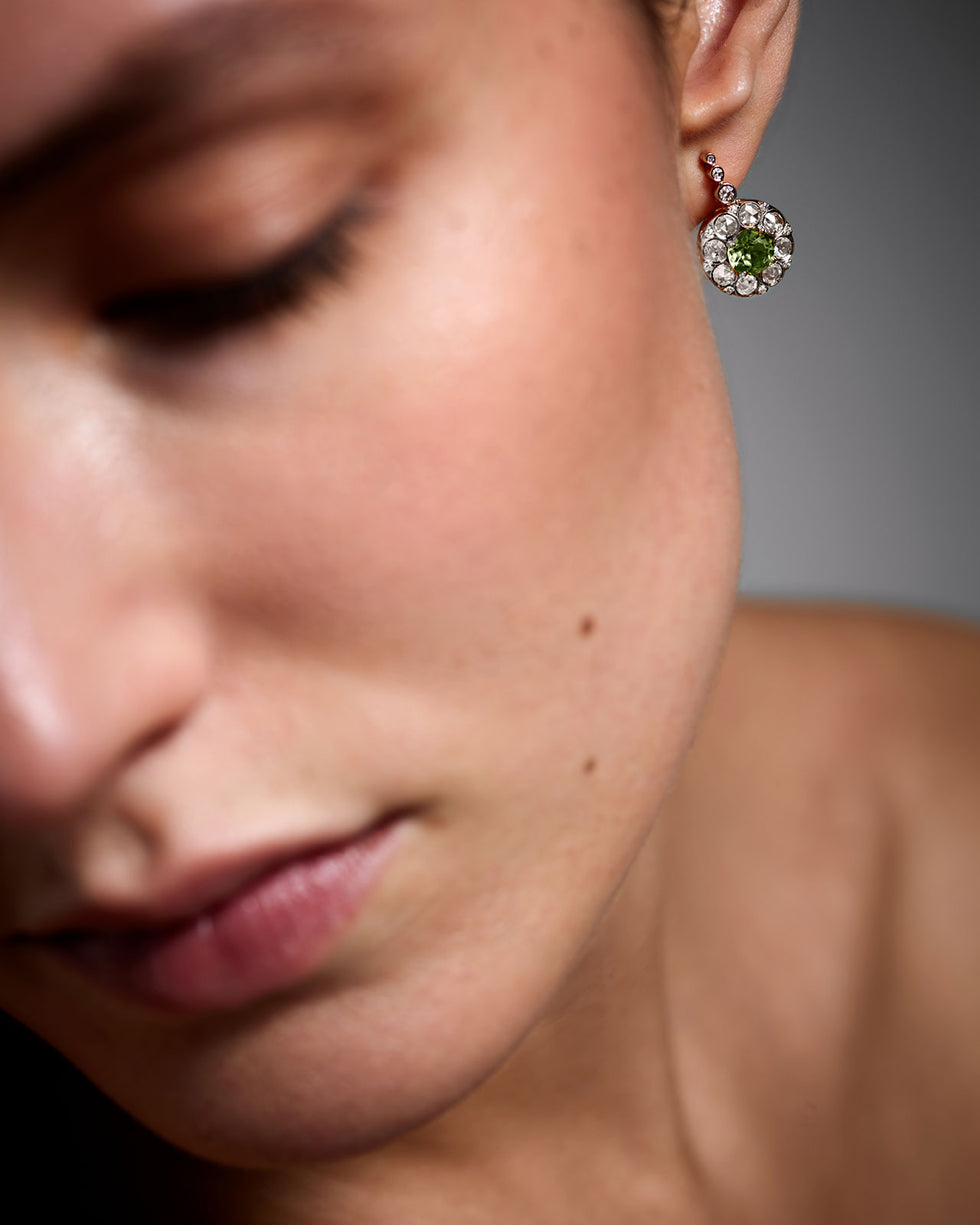 Beirut Rosace Earrings - Peridots - Diamonds