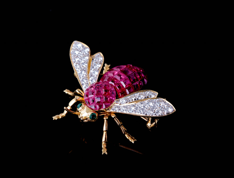 Brooch - Rubies - Diamonds