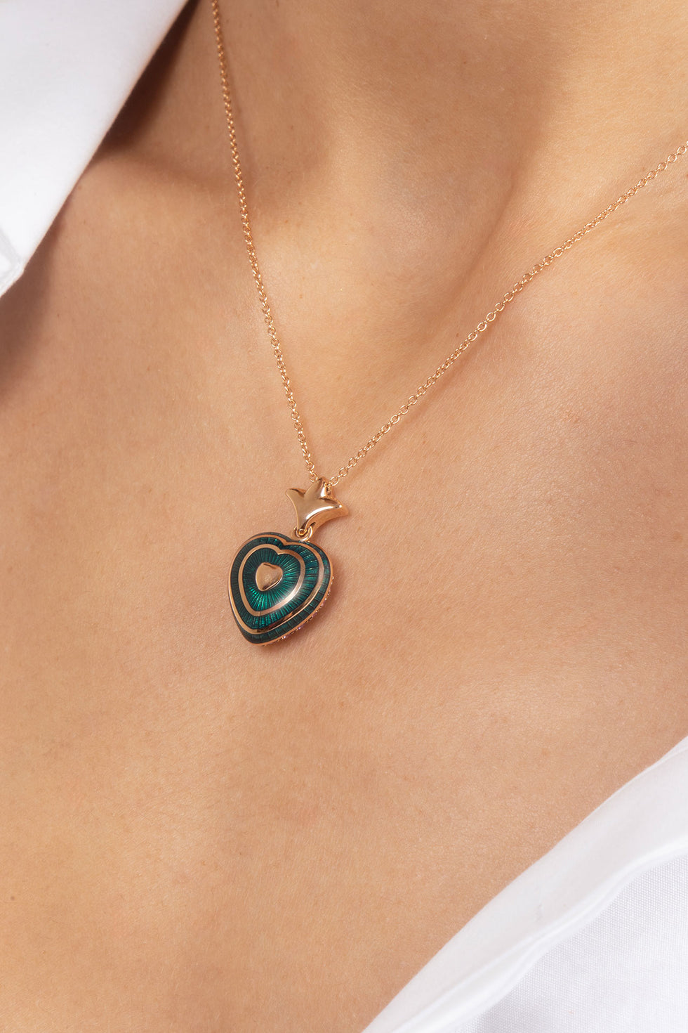 Corazon Pètrole Pendenif - Saphirs Rose - Diamants