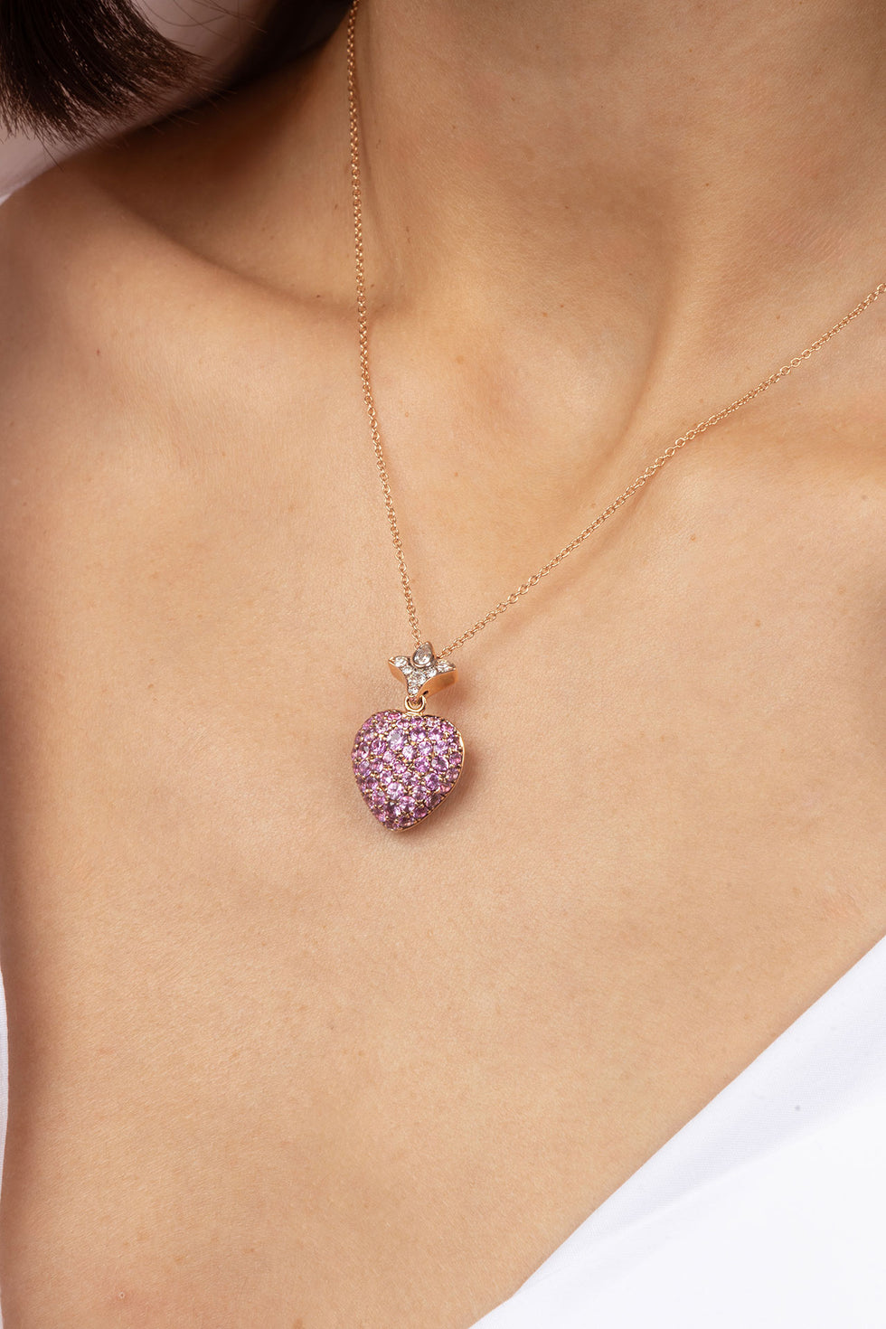Corazon Pètrole Pendenif - Saphirs Rose - Diamants