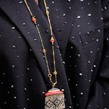 Necklace - Corals - Onyx - Pearls