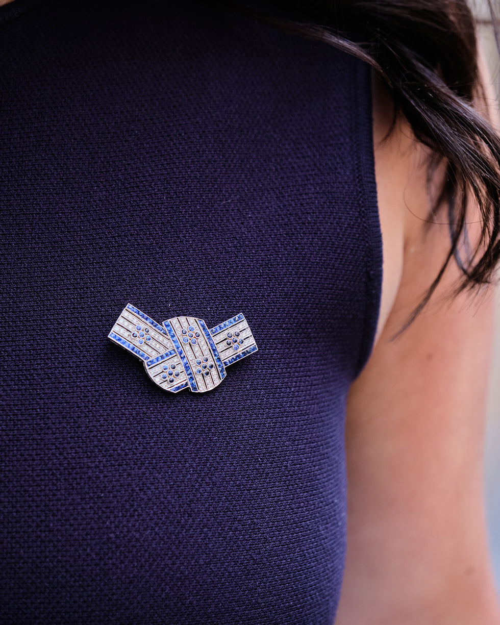Brooch - Blue Sapphires - Diamonds