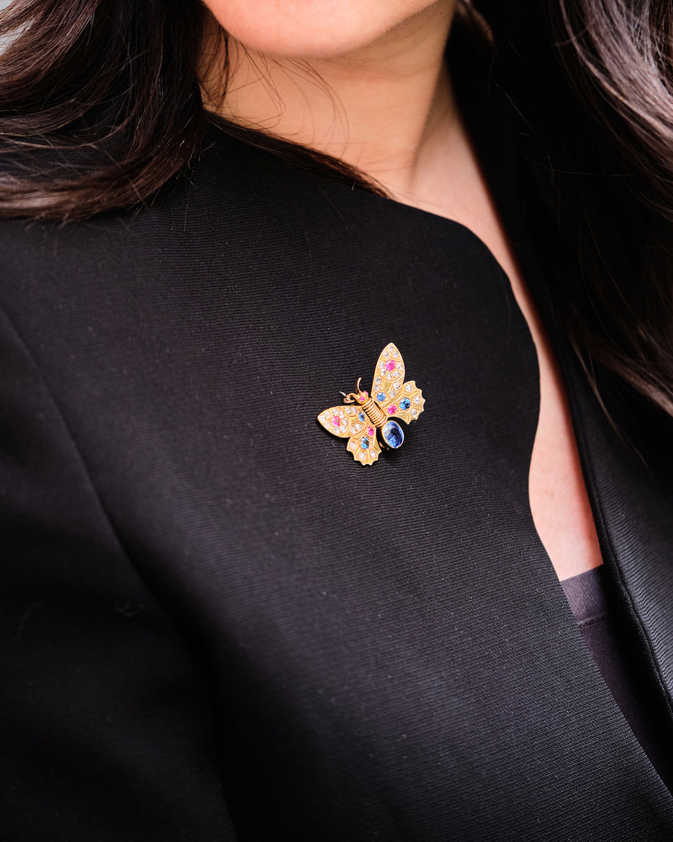Brooch - Blue Sapphires - Rubies - Diamonds