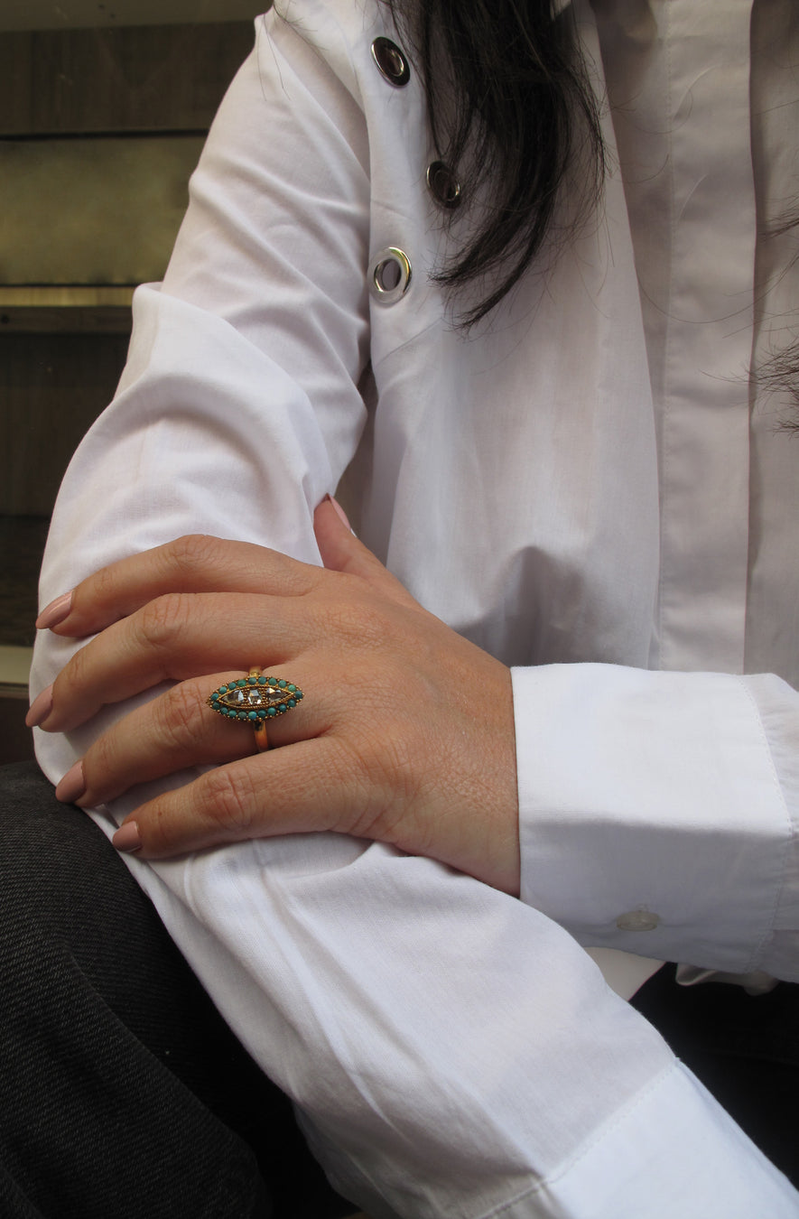 Ring - Brown Diamonds - Turquoises