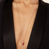 Fish For Love Pendant Rusty Red - Icy Grey Diamonds - Rubies