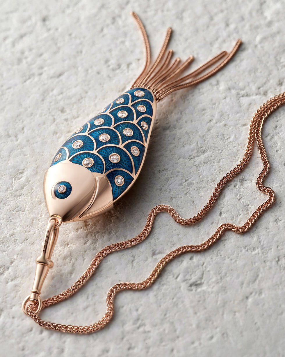 Fish For Love Pendentif Bleu Ciel - Tourmalines - Saphirs - Diamants