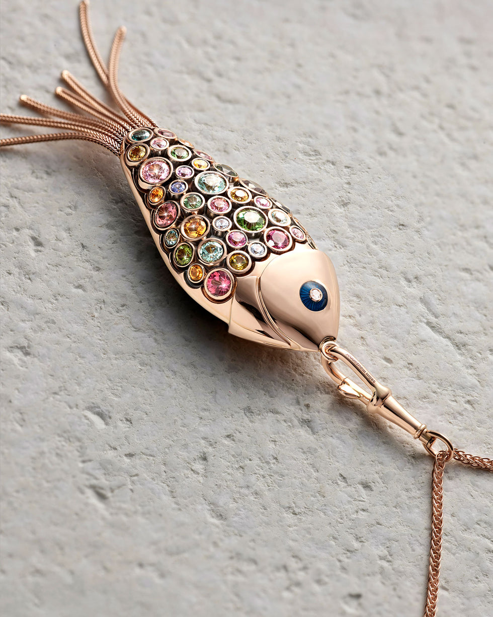 Fish For Love Pendentif Bleu Ciel - Tourmalines - Saphirs - Diamants