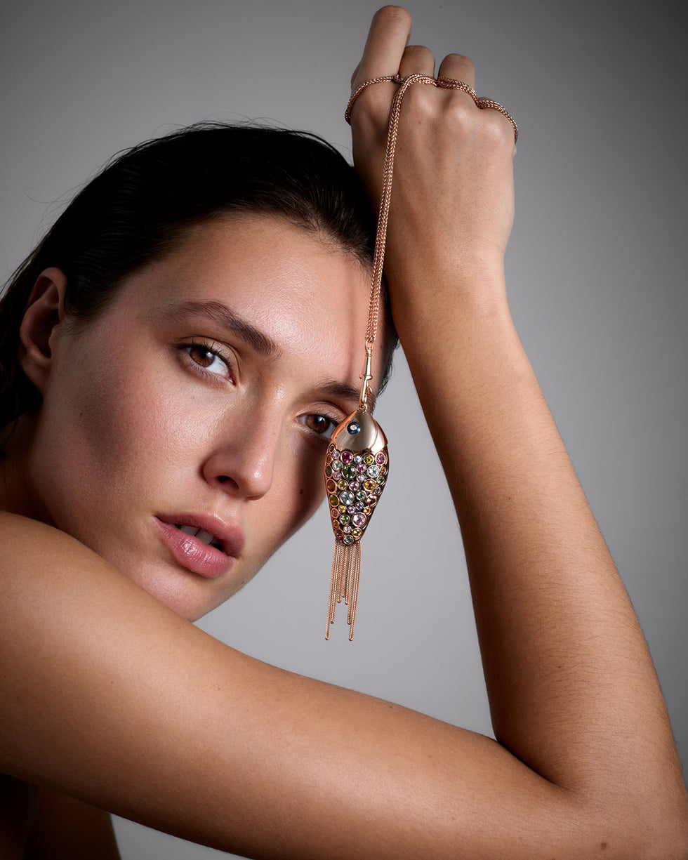 Fish For Love Pendentif Bleu Ciel - Tourmalines - Saphirs - Diamants