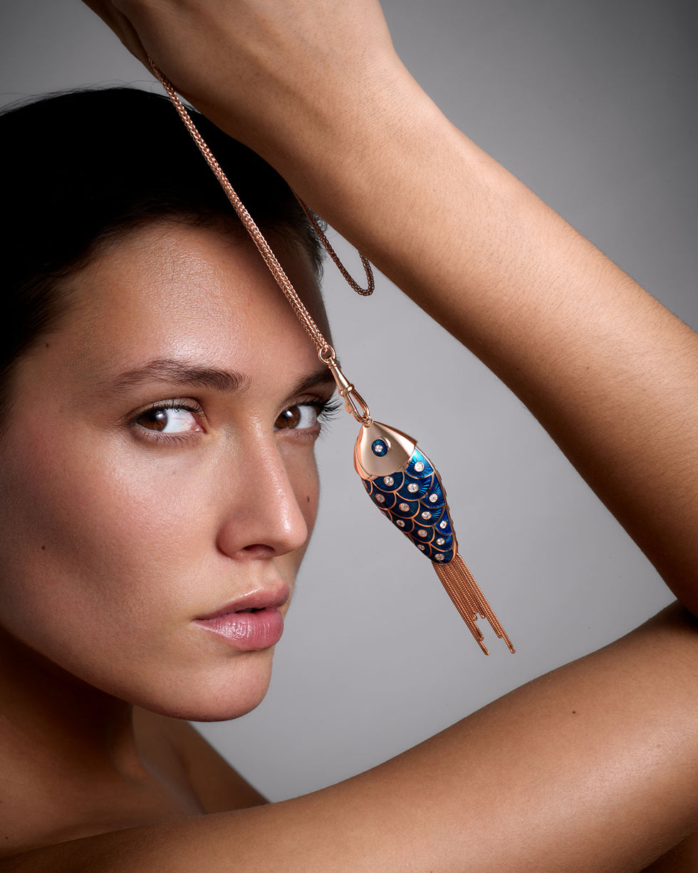 Fish For Love Pendentif Bleu Ciel - Tourmalines - Saphirs - Diamants