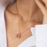 Double Face Vivaneau Rouge Pendentif - Saphirs Bleus - Diamants