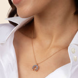 Double Face Vivaneau Rouge Pendentif - Saphirs Bleus - Diamants