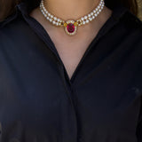 Necklace - Tourmaline - Pearls - Citrines - Diamonds