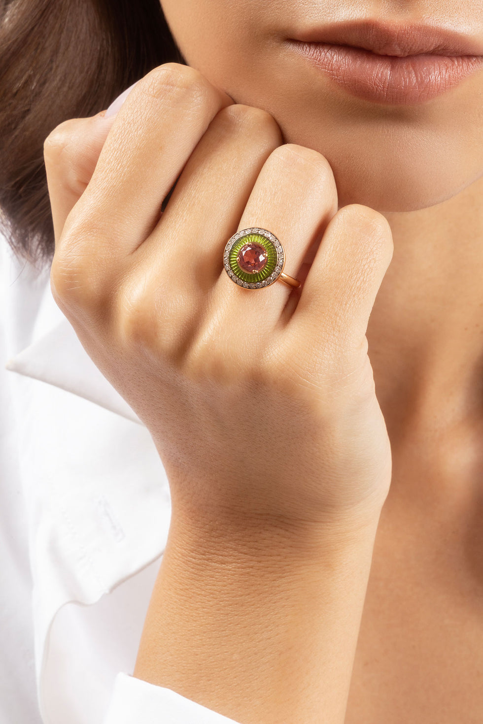 Mina Kiwi Ring - Pink Tourmaline - Diamonds