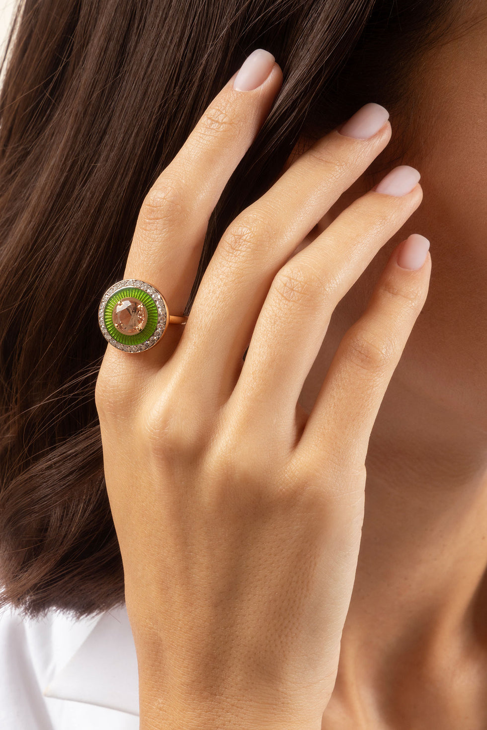 Mina Kiwi Ring - Morganite - Diamonds