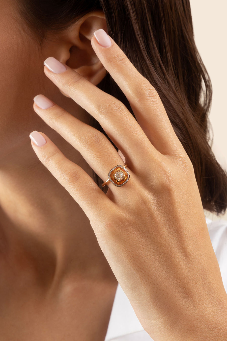 Mina Bague Orange - Diamants


