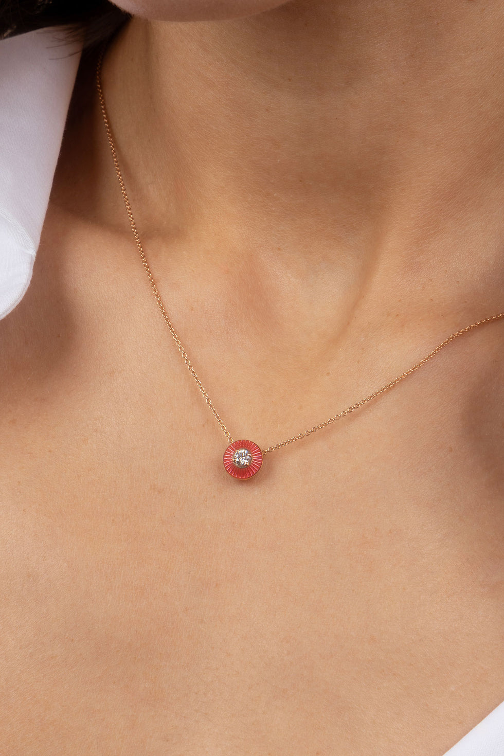 Mina Vivaneau Rouge Pendentif - Diamand