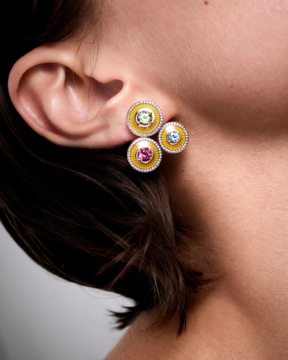 Mina Yellow Earrings - Tourmalines - Aquamarines - Diamonds