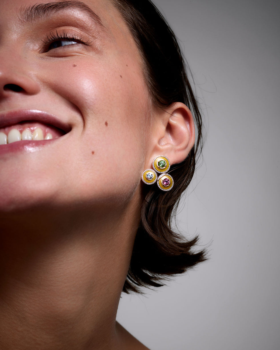Mina Yellow Earrings - Tourmalines - Aquamarines - Diamonds