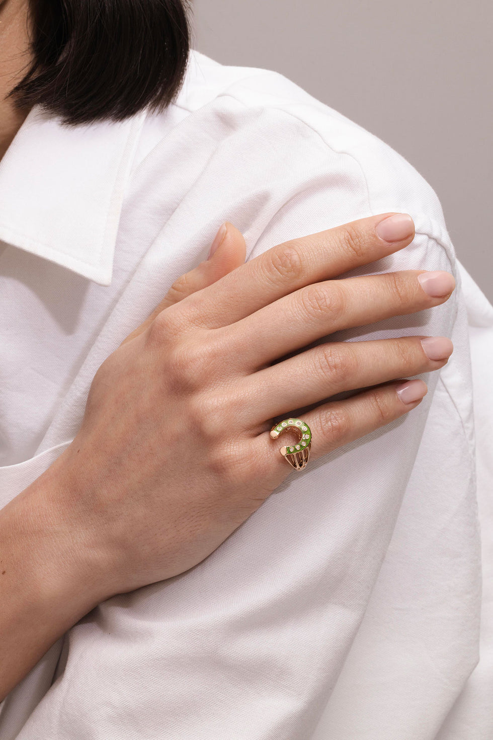 Fortune Kiwi Pinky Ring - Diamonds
