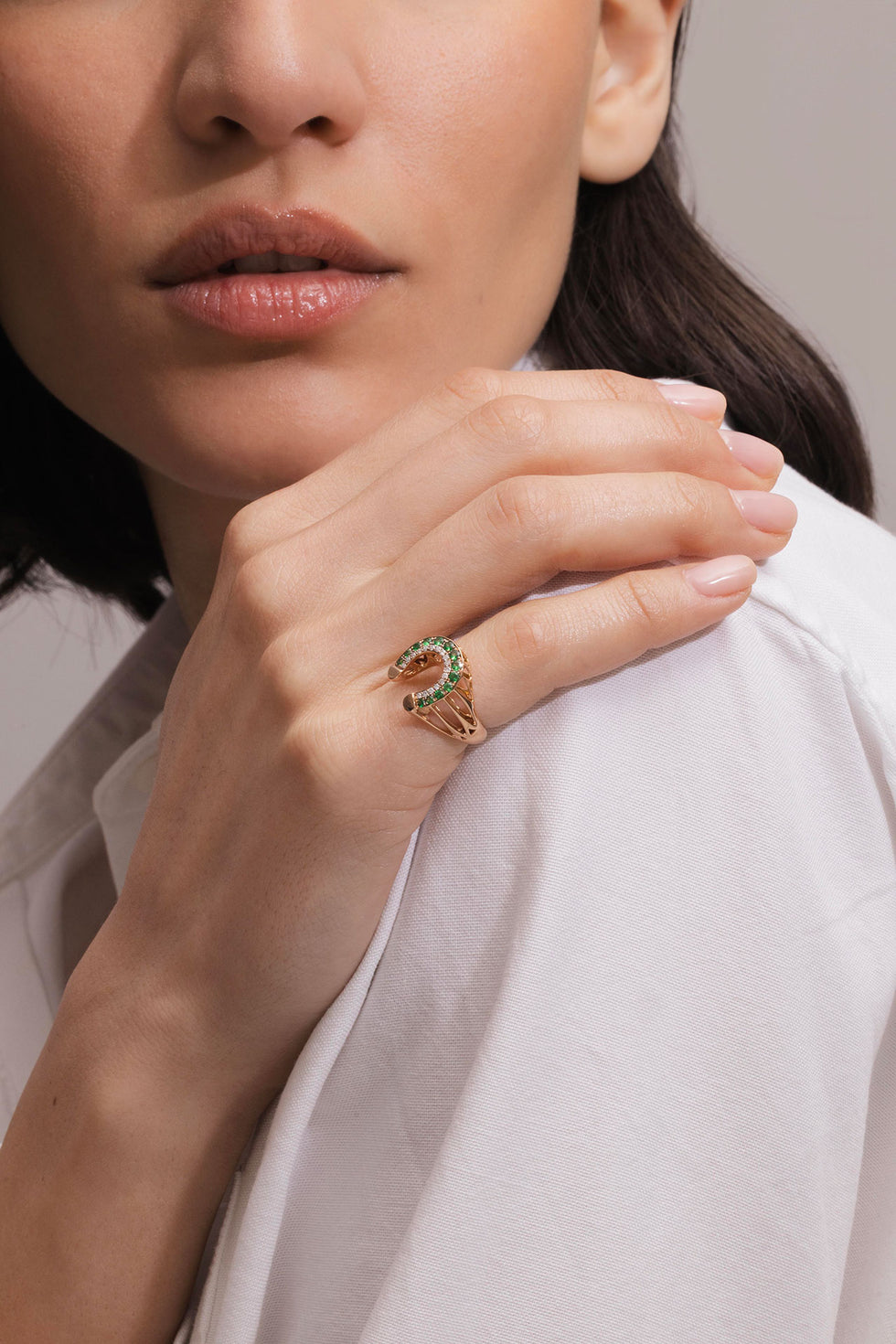 Fortune Pinky Ring - Tsavorites - Diamonds