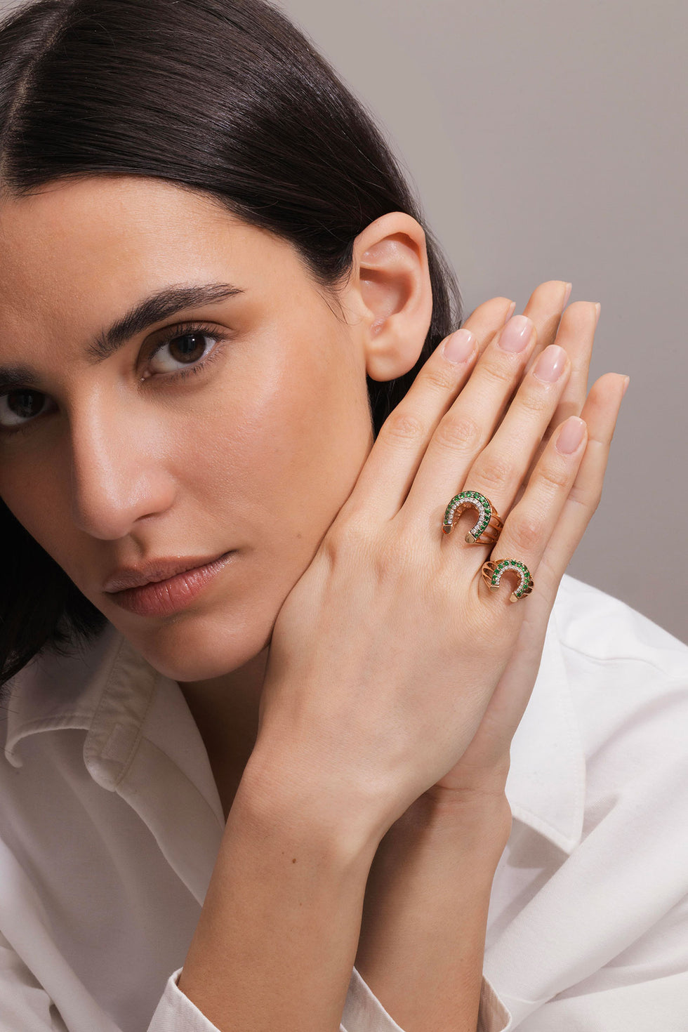 Fortune Pinky Ring - Tsavorites - Diamonds