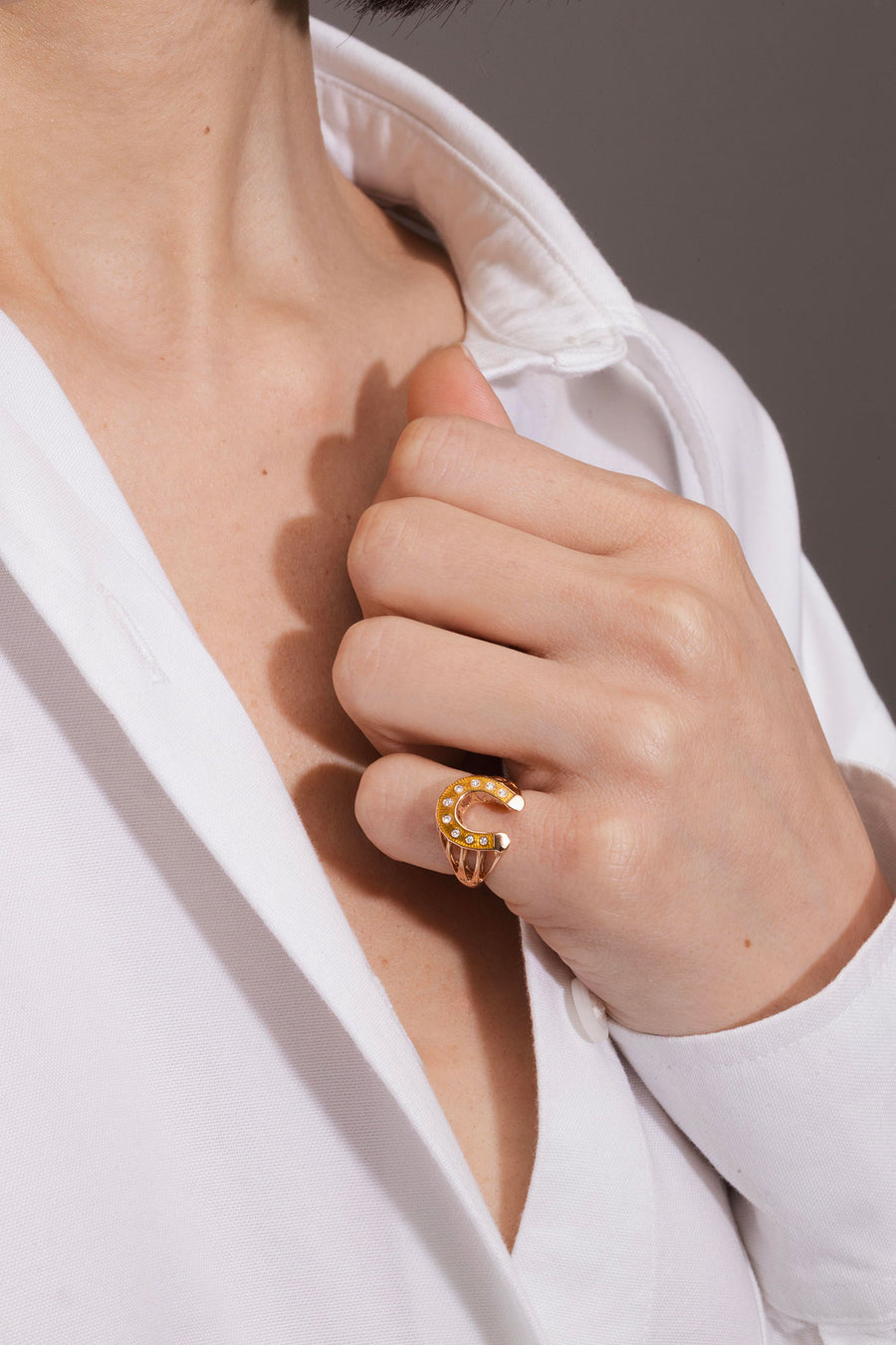 Fortune Yellow Pinky Ring - Diamonds