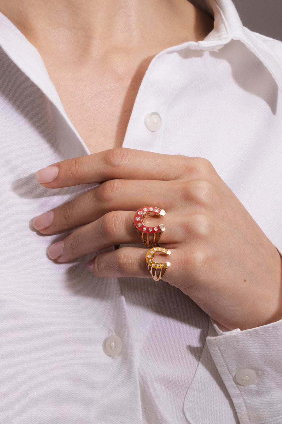 Fortune Yellow Pinky Ring - Diamonds