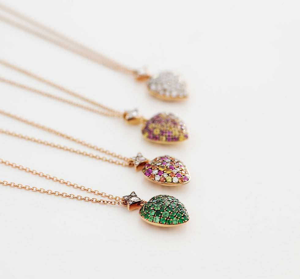 Corazon Pendant - Tsavorites - Diamonds