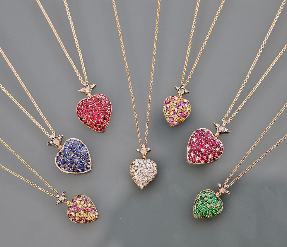 Corazon Pendant - Tsavorites - Diamonds