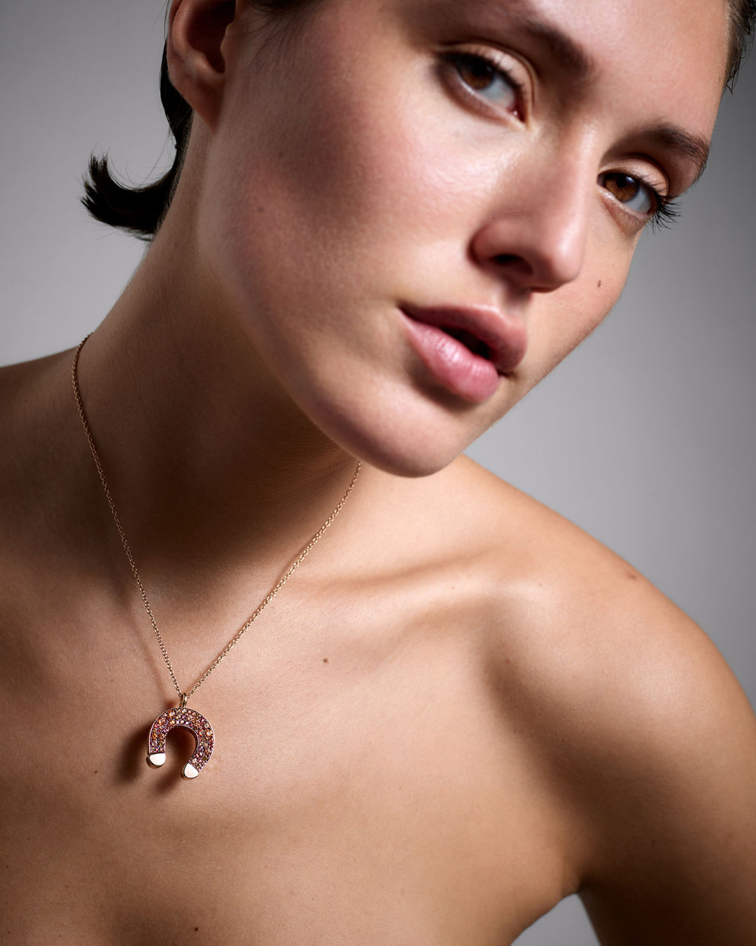 Double Face Yellow Pendant - Orange Sapphires - Diamonds