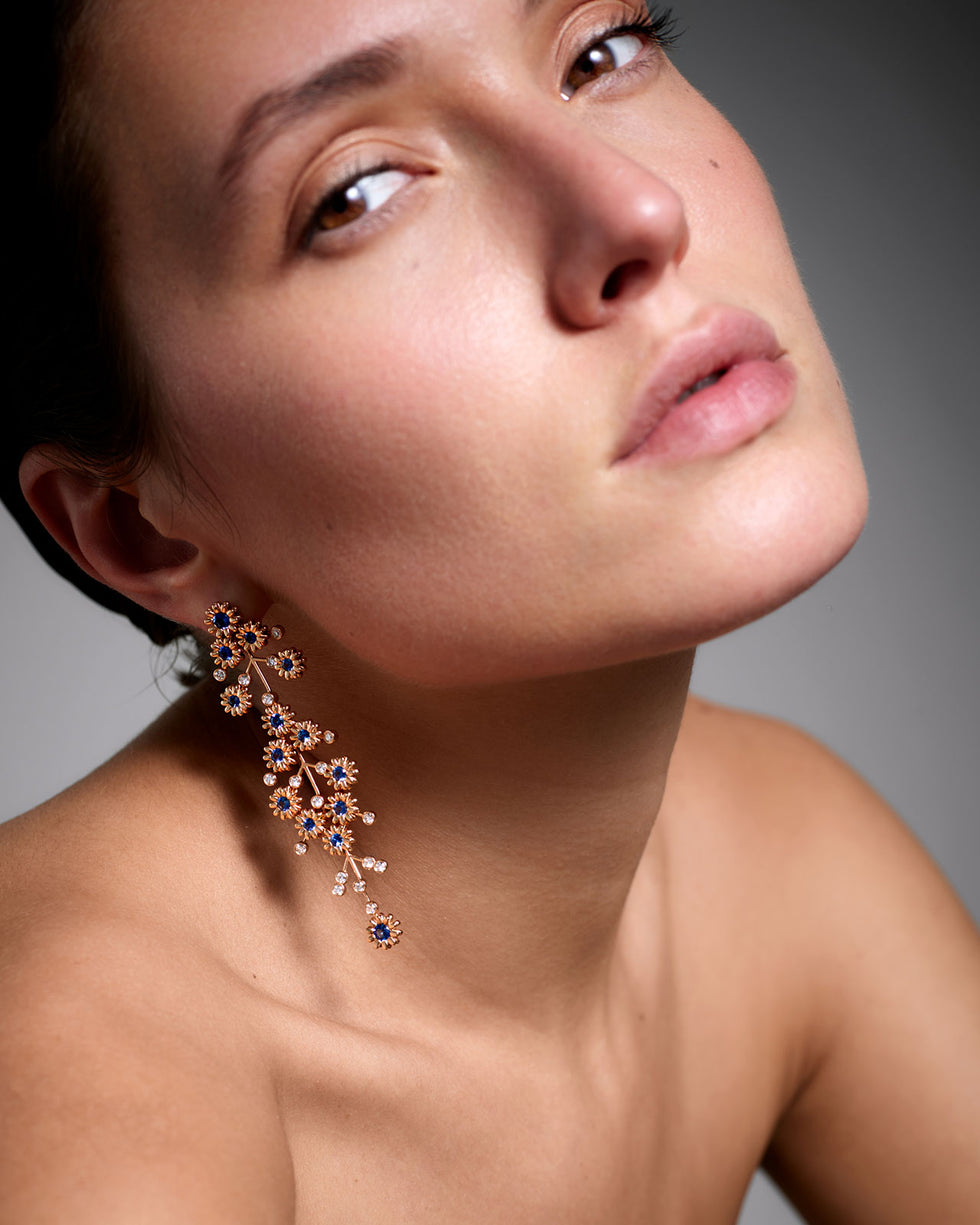 Poppy Earrings - Blue Sapphires - Diamonds