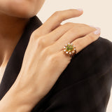 Unique Pinky Ring - Peridot - Diamonds