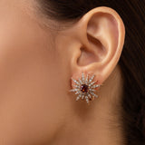Istanbul Earrings - Rhodolites - Diamonds