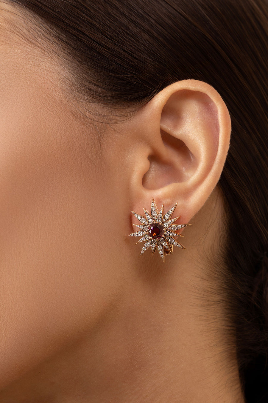 Istanbul Earrings - Rhodolites - Diamonds