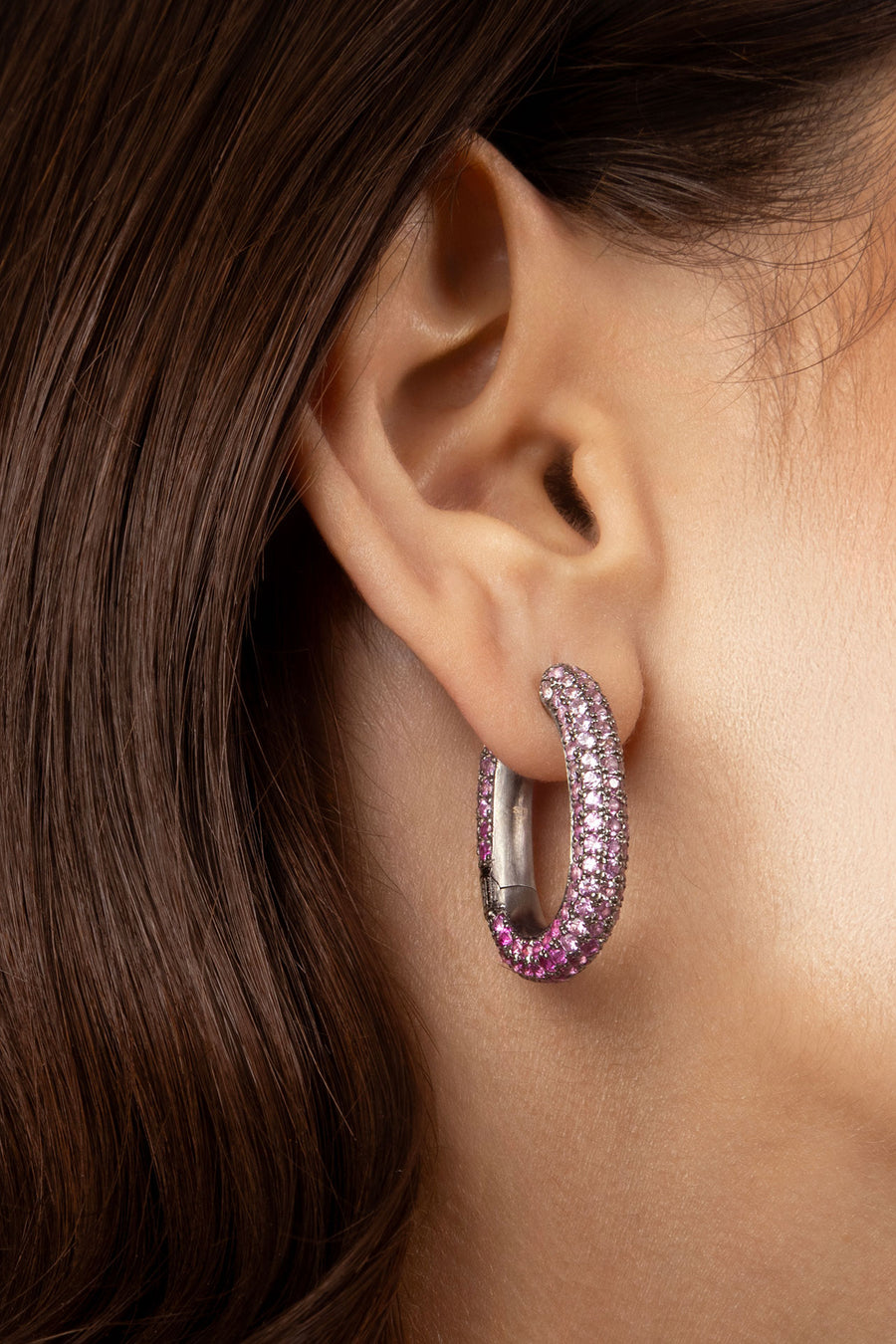 Link Earrings - Pink Sapphires