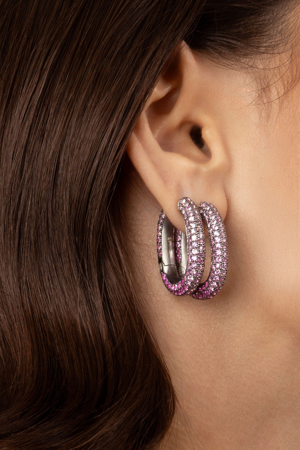 Link Earrings - Pink Sapphires