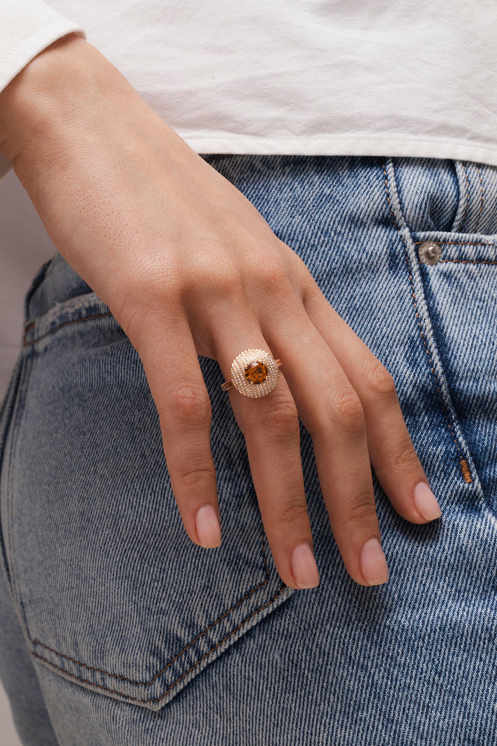 Aura Ring - Citrine - Diamonds