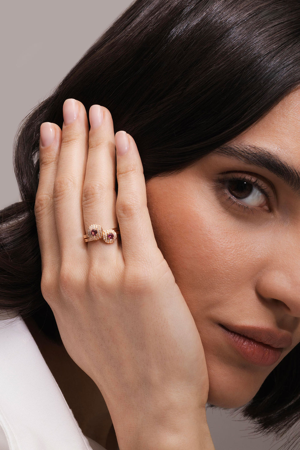 Aura Bague - Tourmaline Rose - Diamants
