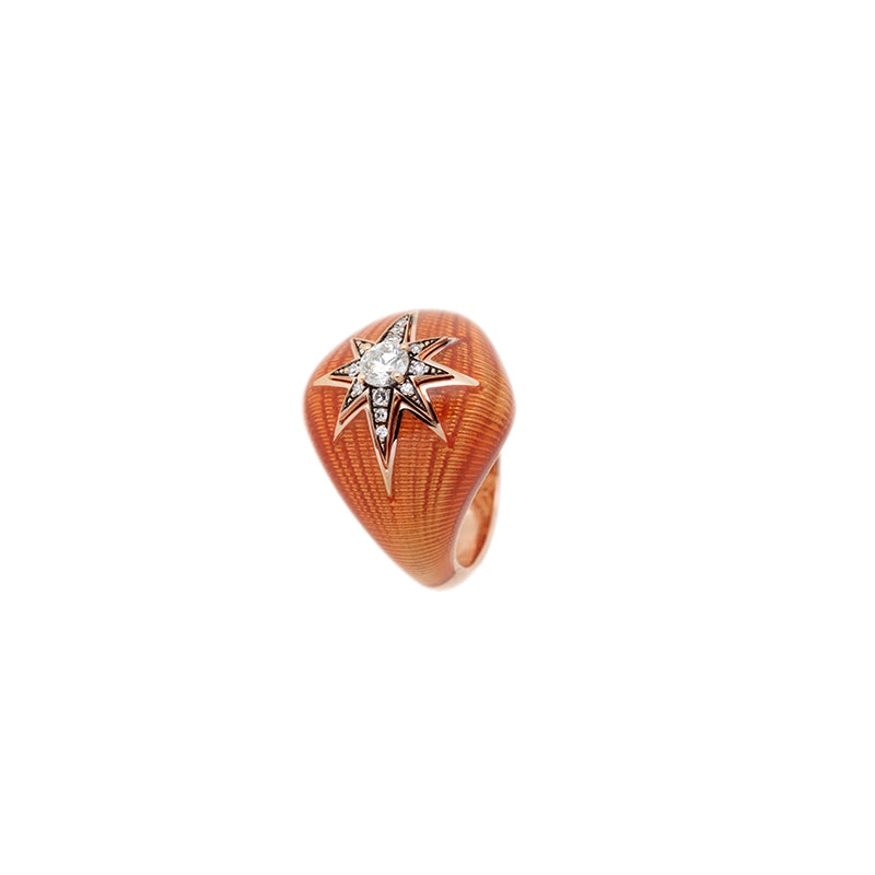 Aïda Chevalière Orange - Diamants