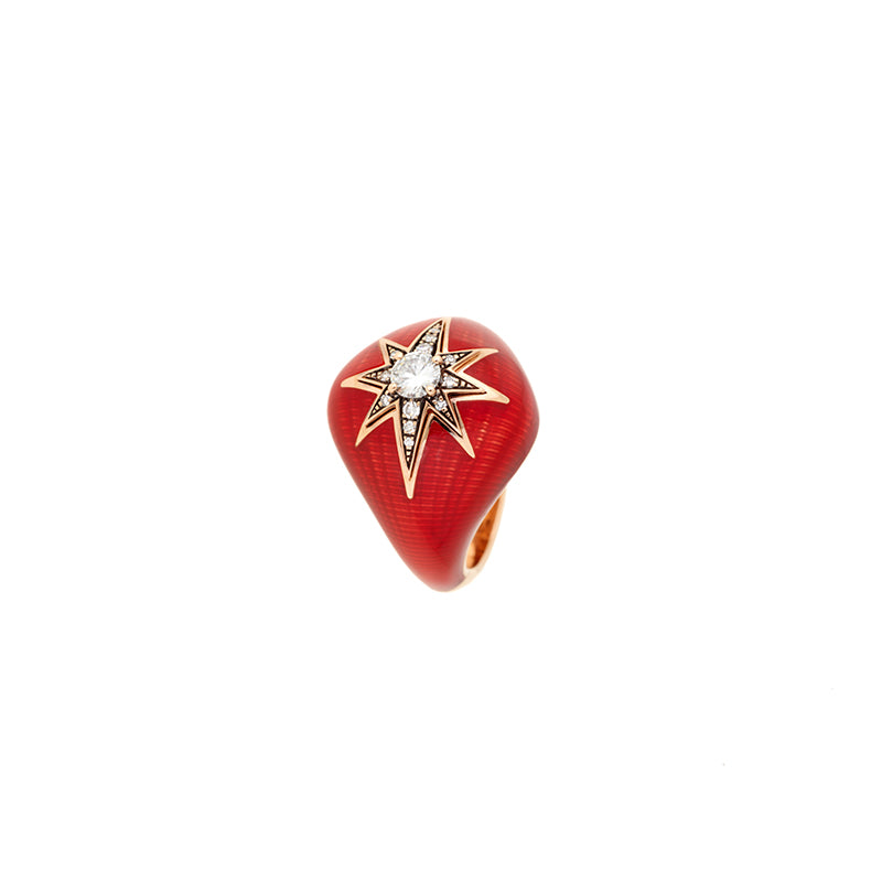 Aïda Rusty Red Pinky Ring - Diamonds