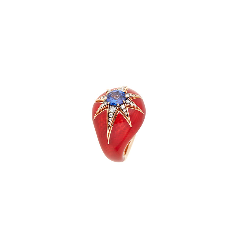 Aïda Bague Rouge Rouille - Tanzanite - Diamants