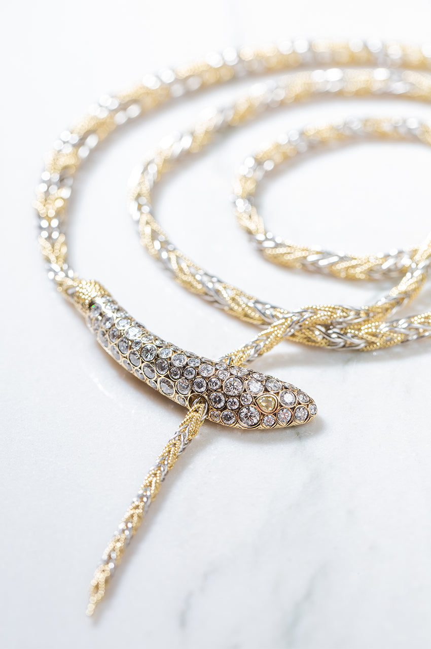 Basilik Necklace - Platinum - Diamonds - Yellow Diamonds