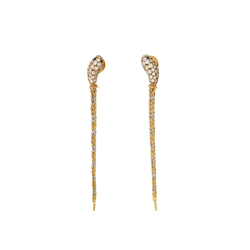 Basilik Earrings - Diamonds - Blue Sapphires