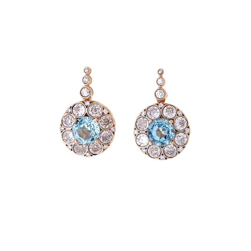 Beirut Rosace Boucles D'oreilles - Aigue-Marines - Diamants