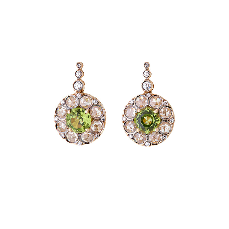 Beirut Rosace Earrings - Peridots - Diamonds