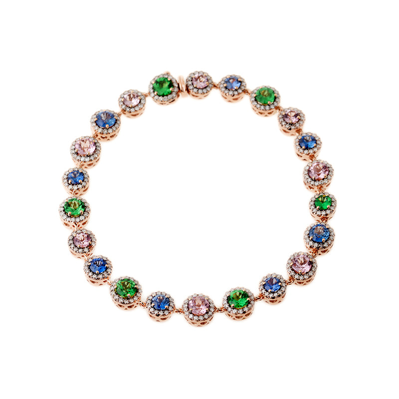 Beirut Bracelet - Saphirs bleus - Morganites - Tsavorites - Diamants