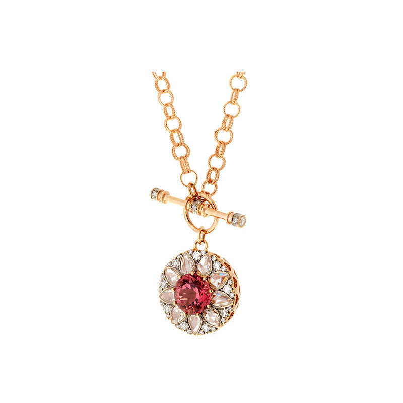 Beirut Rosace Necklace - Pink Tourmaline - Diamonds