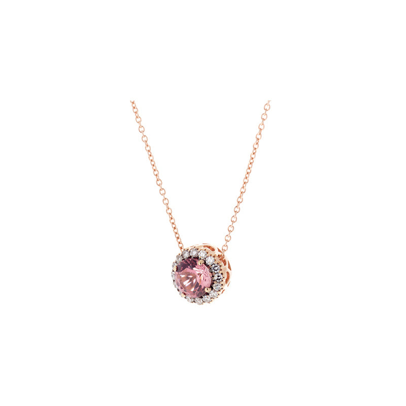 Beirut Pendentif - Tourmaline Rose Clair - Diamants