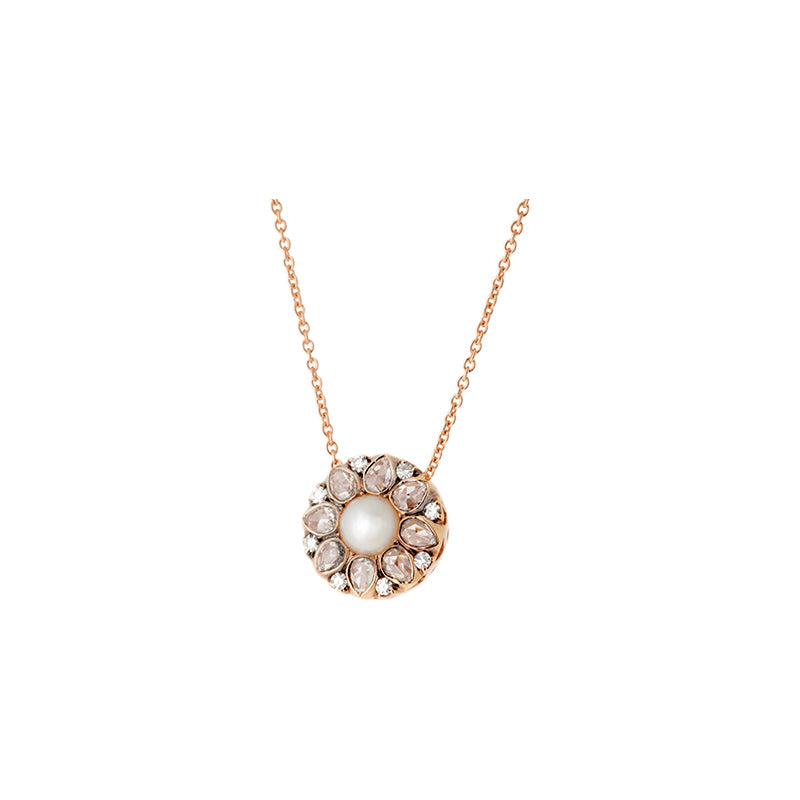 Beirut Rosace Pendant - Pearl - Diamonds