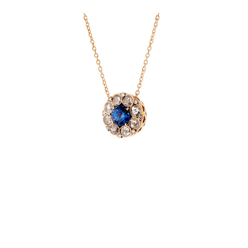 Beirut Rosace Pendentif - Saphir bleu - Diamants